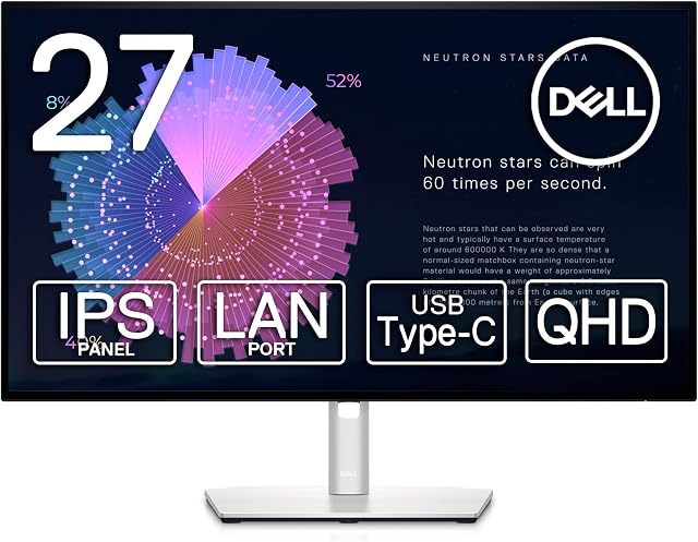 Dell U2722DE UltraSharp USB-C 27 Inch QHD (2560x1440) Monitor, 60Hz, IPS, 5ms, 100% sRGB, 3x USB-C, 2x DisplayPort, HDMI, 4x USB, RJ45, 3 Year Warranty
