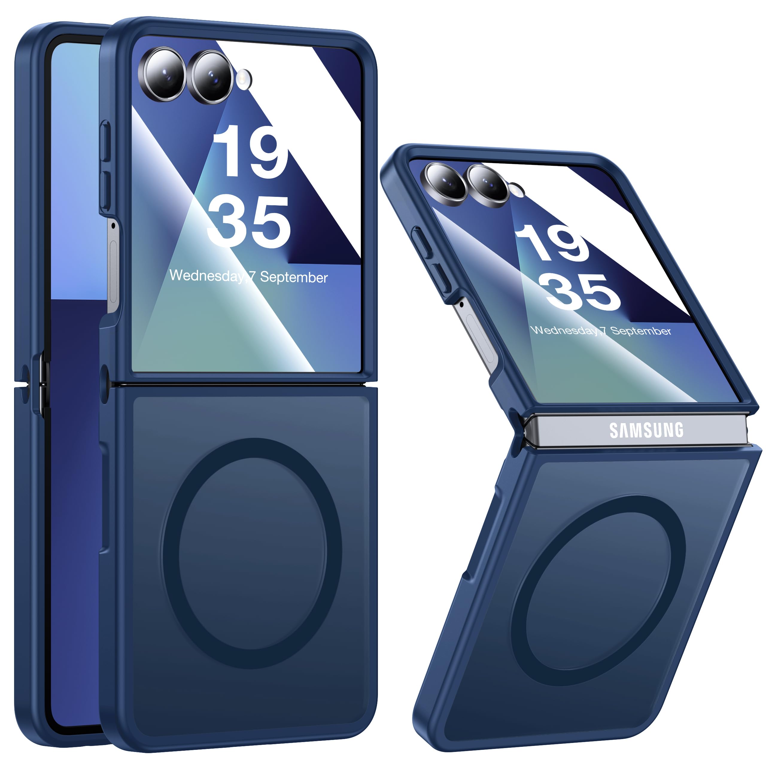 Photo 1 of FNDMIL NO.1 Magnetic for Samsung Galaxy Z Flip 7 Case Compatible with MagSafe [Military Grade Drop Tested][Translucent Matte][Anti-Fingerprint] Soft Silicone Bumper for Samsung Flip 7 Case Slim,Blue