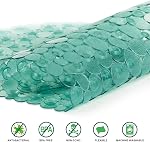 WELTRXE Pebbles Mat de bain,PVC Mats de bain ovales anti-dérapant anti-mildew résistant pour les enfants,27 x 14 Tapis de bain lavable à la machine de pouce avec ventouses, trous d'évacuation,BPA Gratuit, vert foncé