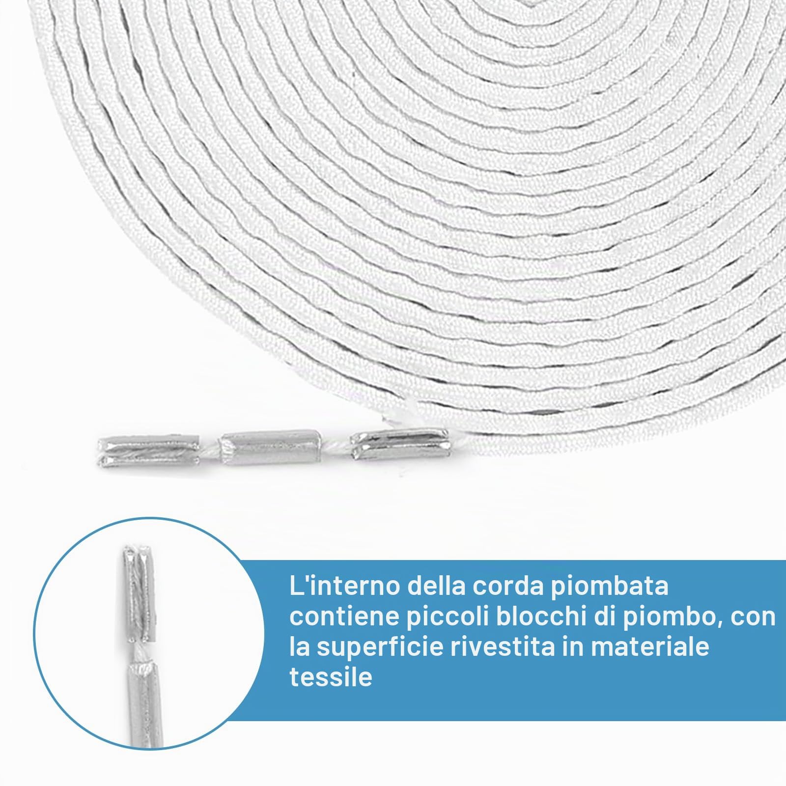 165 g – 3 m di nastro di piombo per tende, tenda da doccia pesante al piombo, per tende, tessuto zanzariera, tende (bianco)