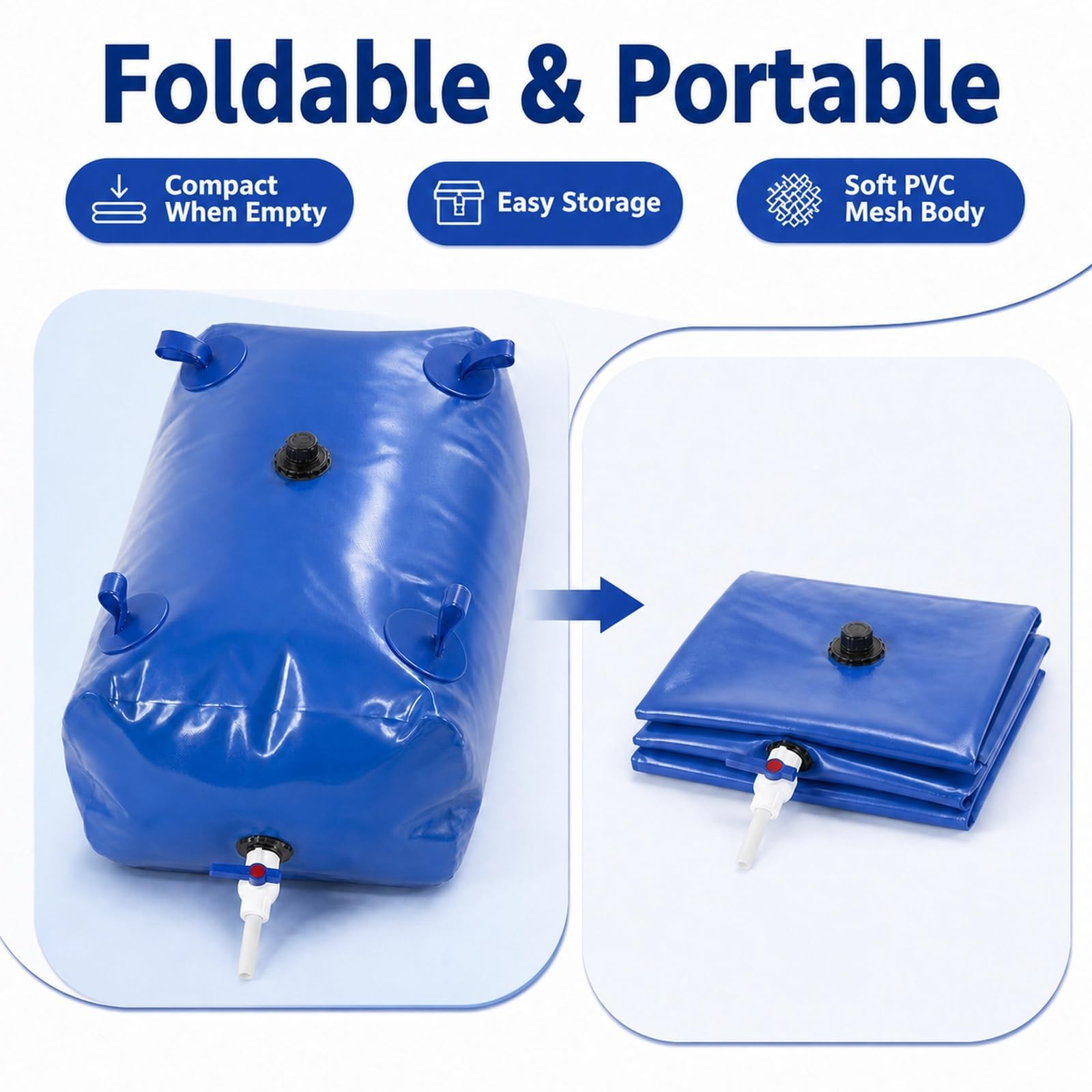 DepóSito De Agua Plegable,Vejiga De Almacenamiento De Agua PVC,Vejiga del Almacenamiento De Agua con VáLvula,Deposito Agua Flexible Gran Capacidad,Resistente Fugas,para Riego AgríCola