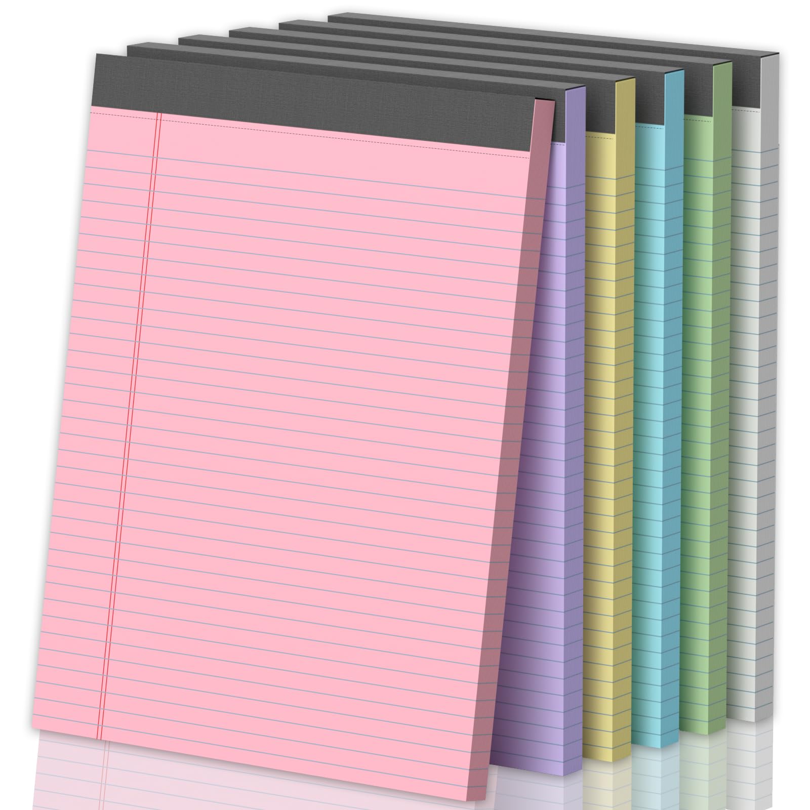 Confezione da 6 blocchi legali da 20,5 x 21 cm, quaderno a righe universitarie, 300 fogli gialli, blocchi per appunti da 8,5 x 11 cm, blocco note a strappo, carta a righe, carta per notebook per