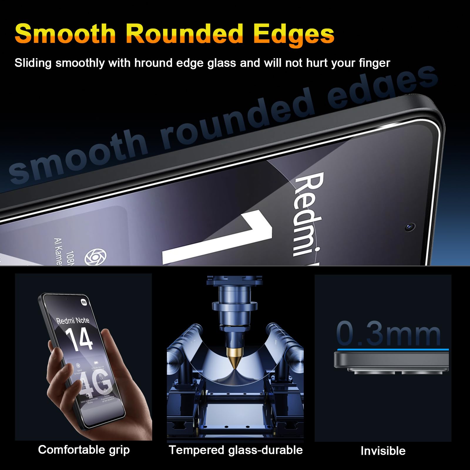 Bodyguard 2x Vetro Temperato + 2x Protezione Fotocamera Per Xiaomi Redmi Note 14 4G | Durezza 9H | Anti Graffio E Anti Impronta | Pellicola HD 2.5D | Kit Completo - 2