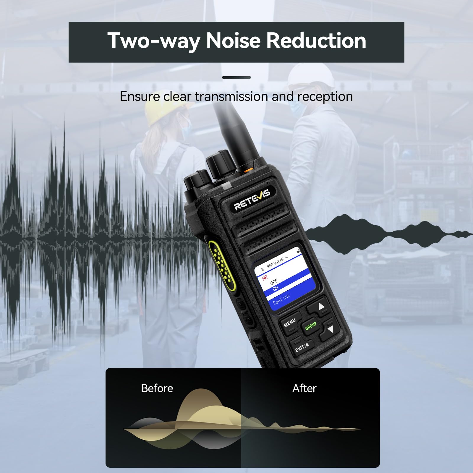 Retevis NR630S Walkie Talkie, Daleki Zasięg Krótkofalówka IP67 Ochrona, Zaawansowane Dźwięku, 2800mAh, Ekran LCD, Grupowe Połączenia Walkie Talkie dla Bezpieczeństwa (Czarny, 2 Szt.)