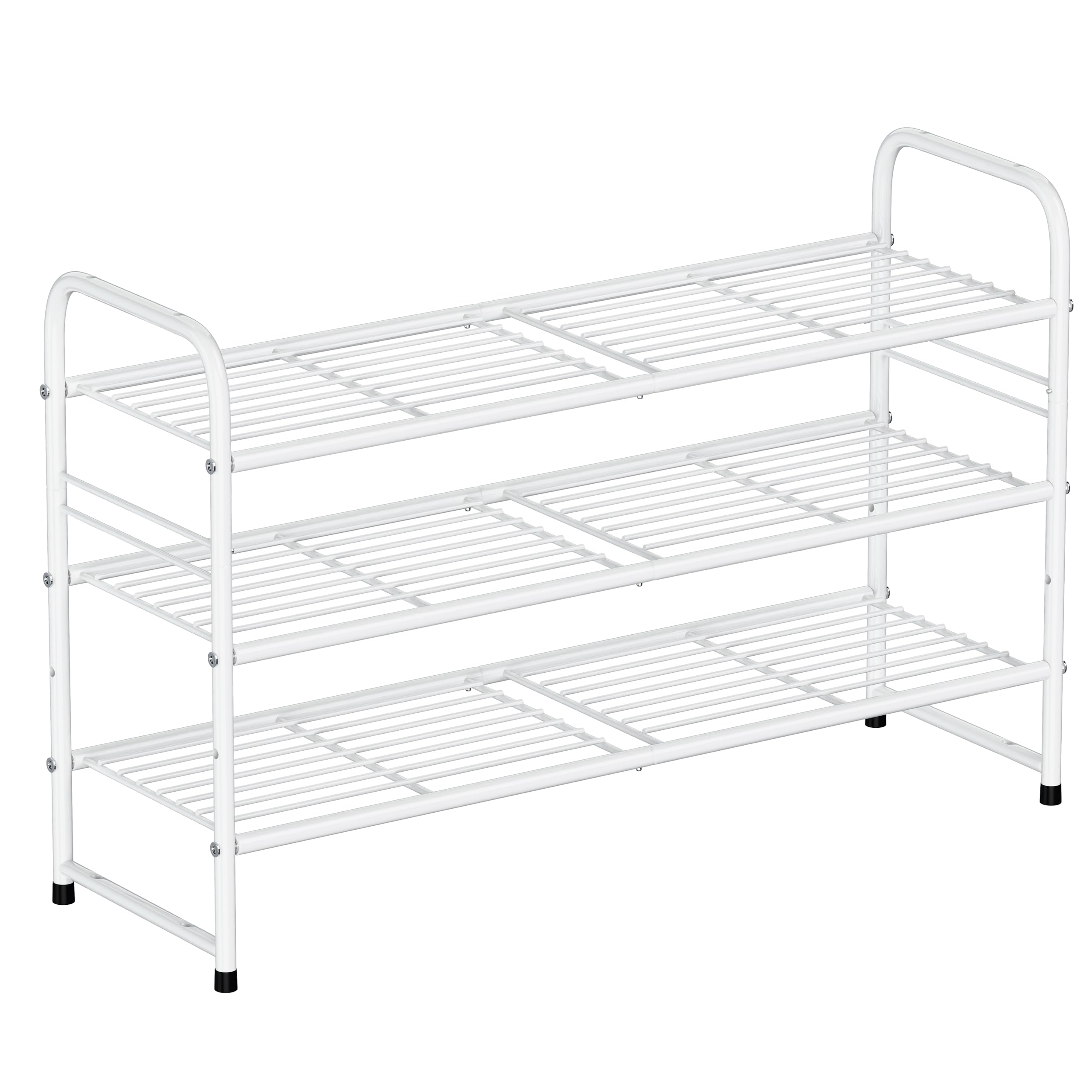 SUFAUY 3-Tier Shoe Rack, Closet Metal 33" Wide Shoe Rack Organizer Heavy Duty, Stackable, White