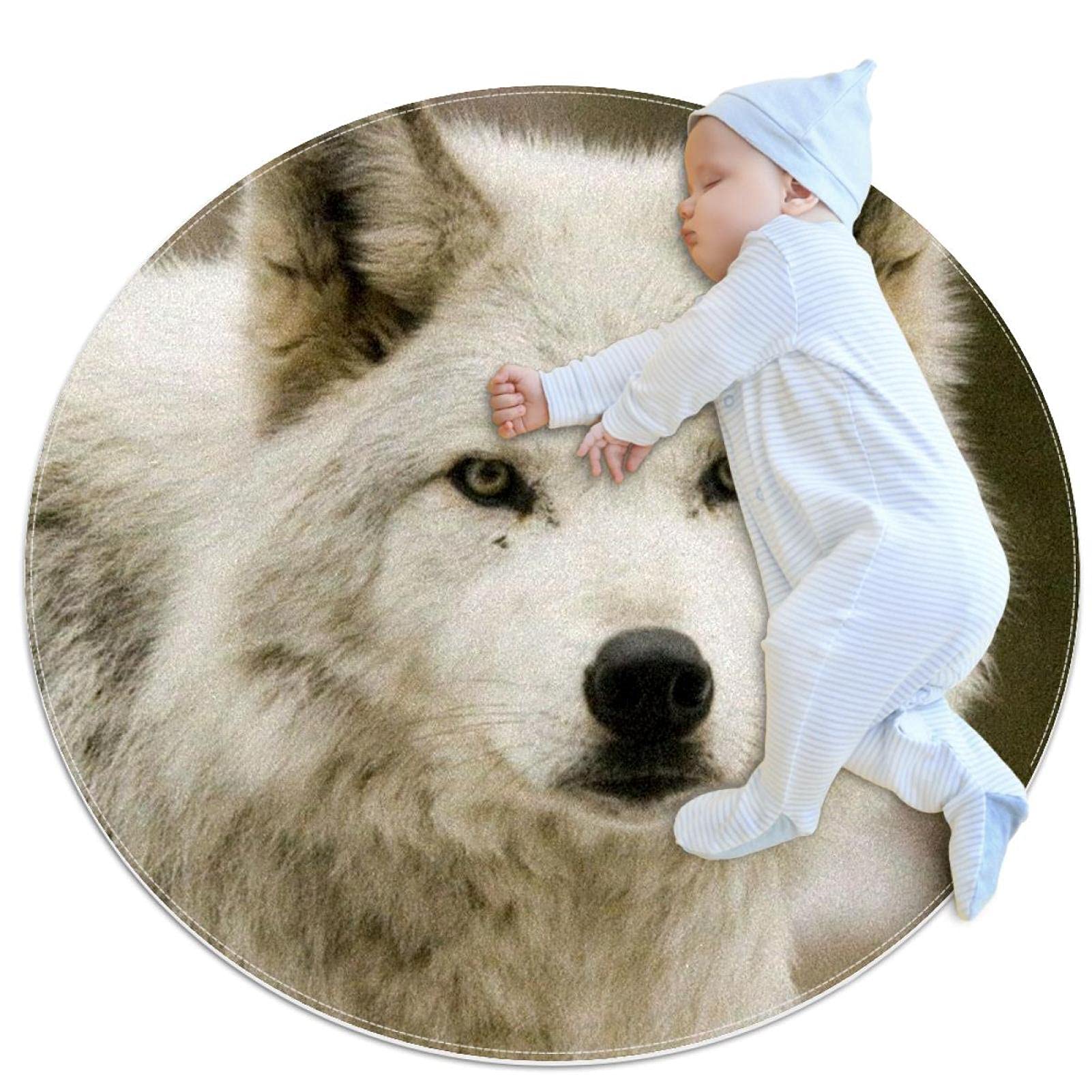 Tapis rond loup pour créer un coin lecture cosy au salon