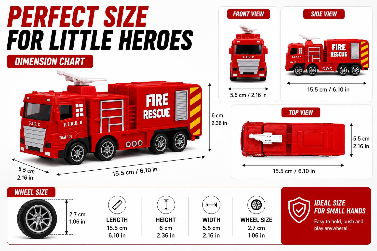 Mini Fire Rescue Truck Toy - Pull Back Fire Engine -5