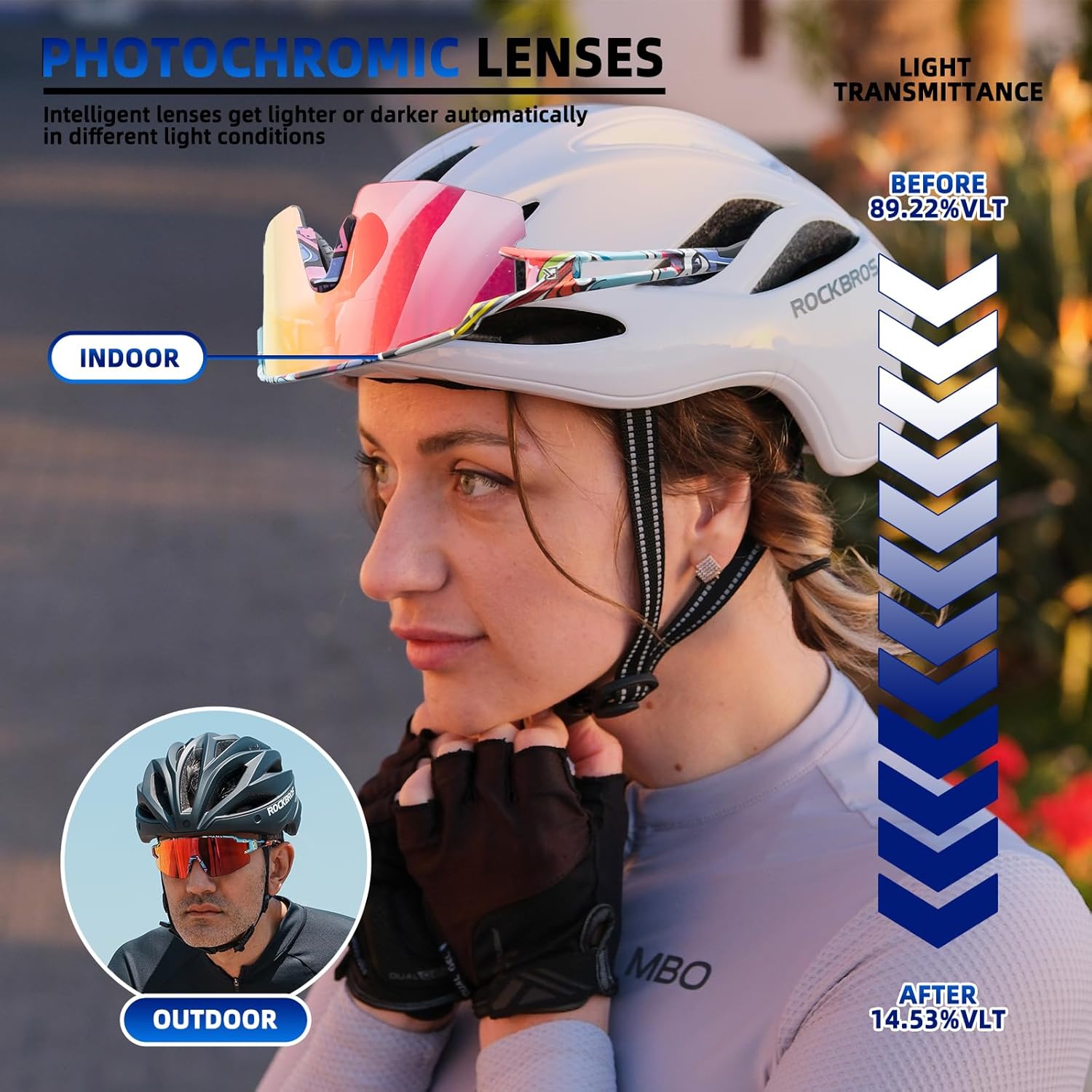 ROCKBROS Photochromic Sports Sunglasses for Men Women Cycling UV Protection - Image 2