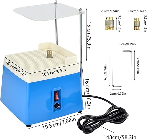 Miniatura 6 de Amoladora de vidrieras con deflector acrílico, máquina de pulir de arte de vidrio portátil con brocas de 5/8 pulgadas y 1 pulgada, herramienta