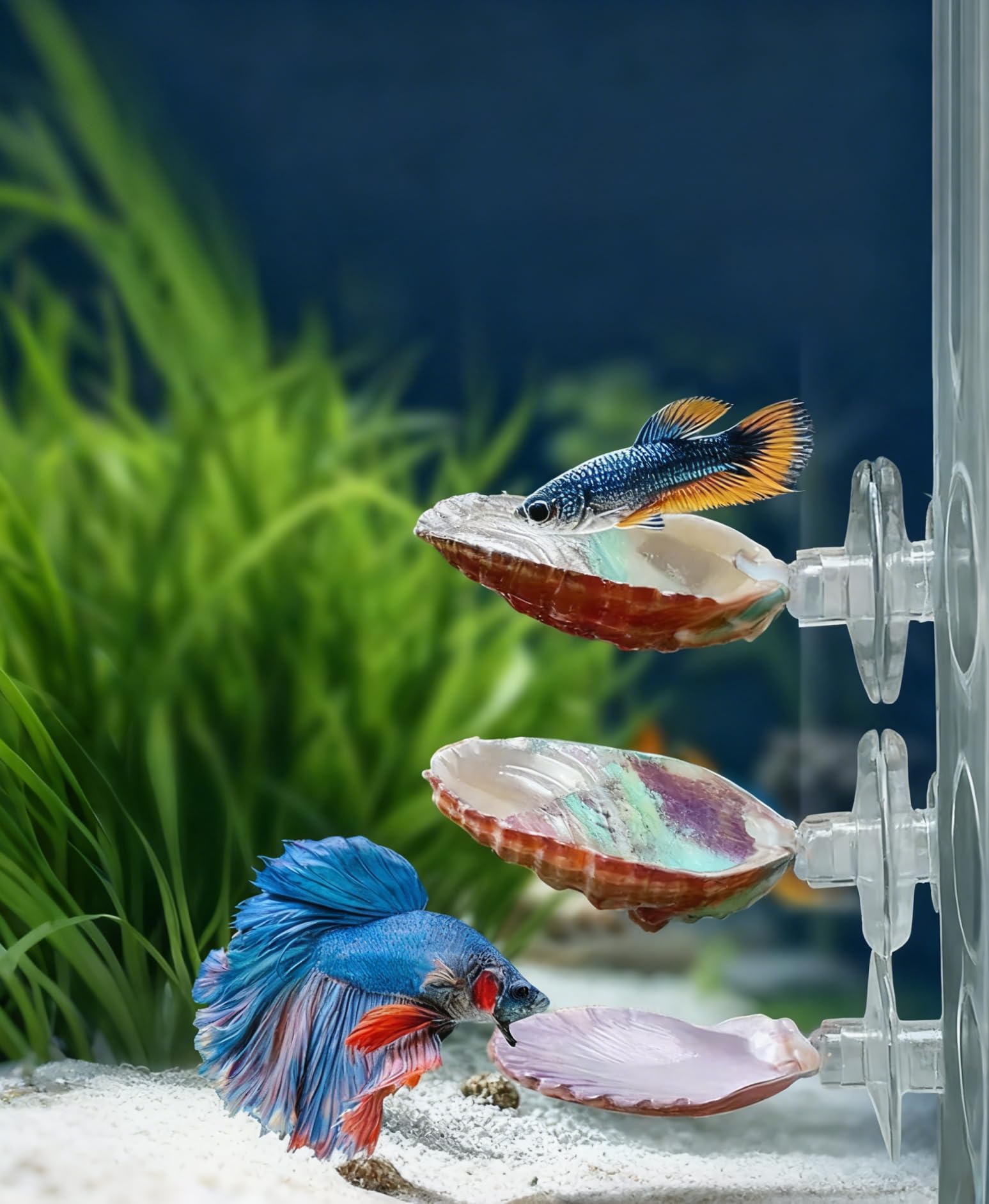 3 Pack Betta Fish Resting Spot Natrual Handmade Shell Bed for Betta, Aquarium Decor Angelfish breeding Slate Spawning Grounds Breeding Resting Bed Betta Hammock (3pcs,One Size)