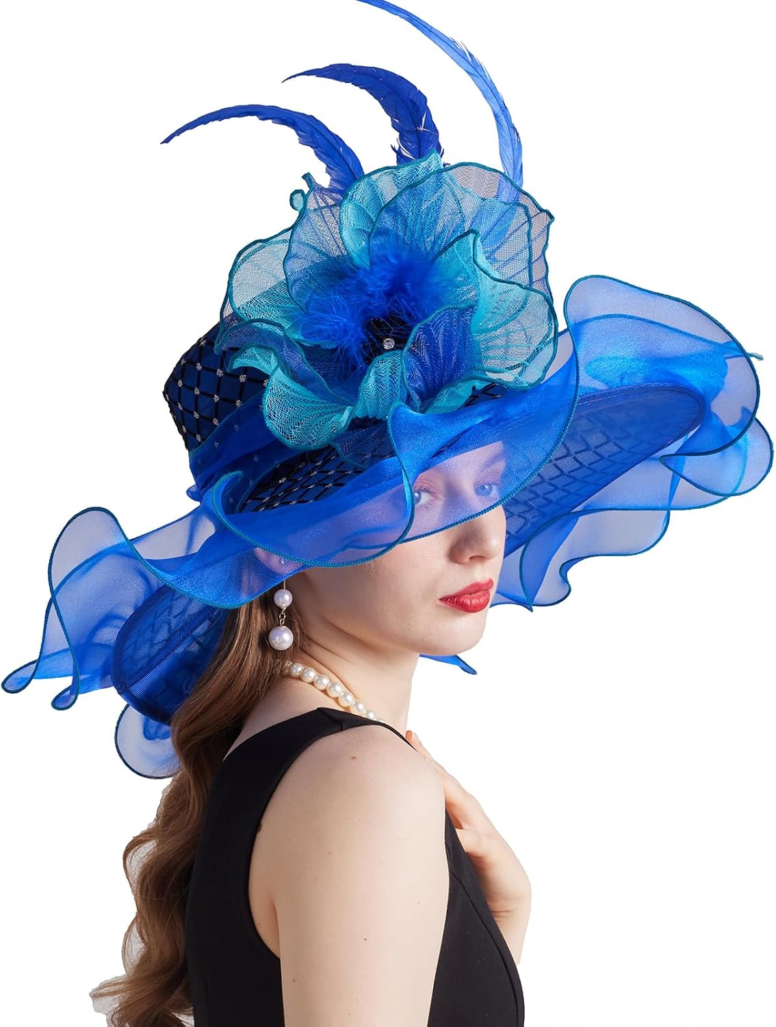 ORIDOOR Women Organza Fascinator Church Derby Hat Floral Tea Party Wedding Hat