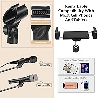 Vista 5 de Ramzi Soporte de Micrófono, Soporte de Micrófono de Piso con Brazo 6 en 1, Soporta Brazo Cuello de Cisne Clips de Micrófono Soporte para Tableta