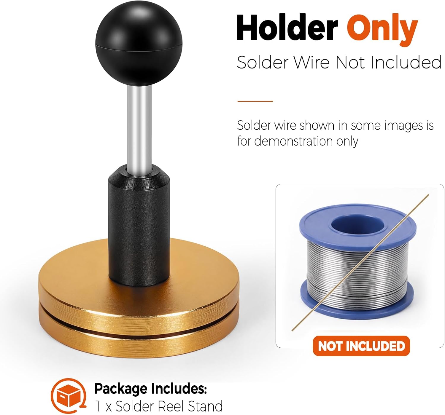 Solder Reel Stand, Single Spool Holder for Common Solder Wire Rolls | Single spool solder holder fits common solder wire rolls for electronics repair, stained glass and DIY soldering