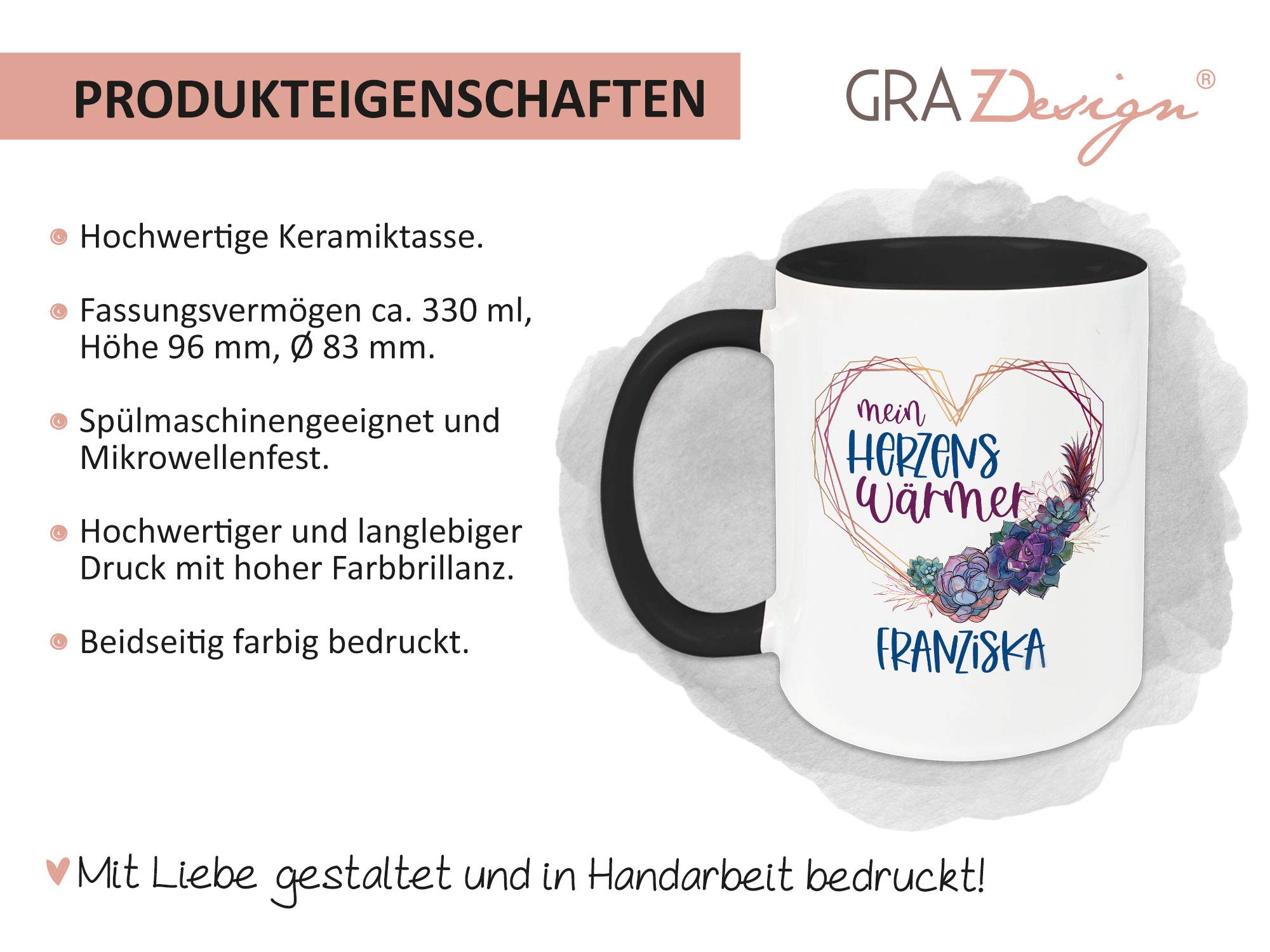 Geschenkset Frauen Tee, Thermo- Teeflasche mit Siebeinsatz, Tasse mit Bratapfeltee, personalisiertes Geschenk mit Namen, Keramik mit Edelstahl