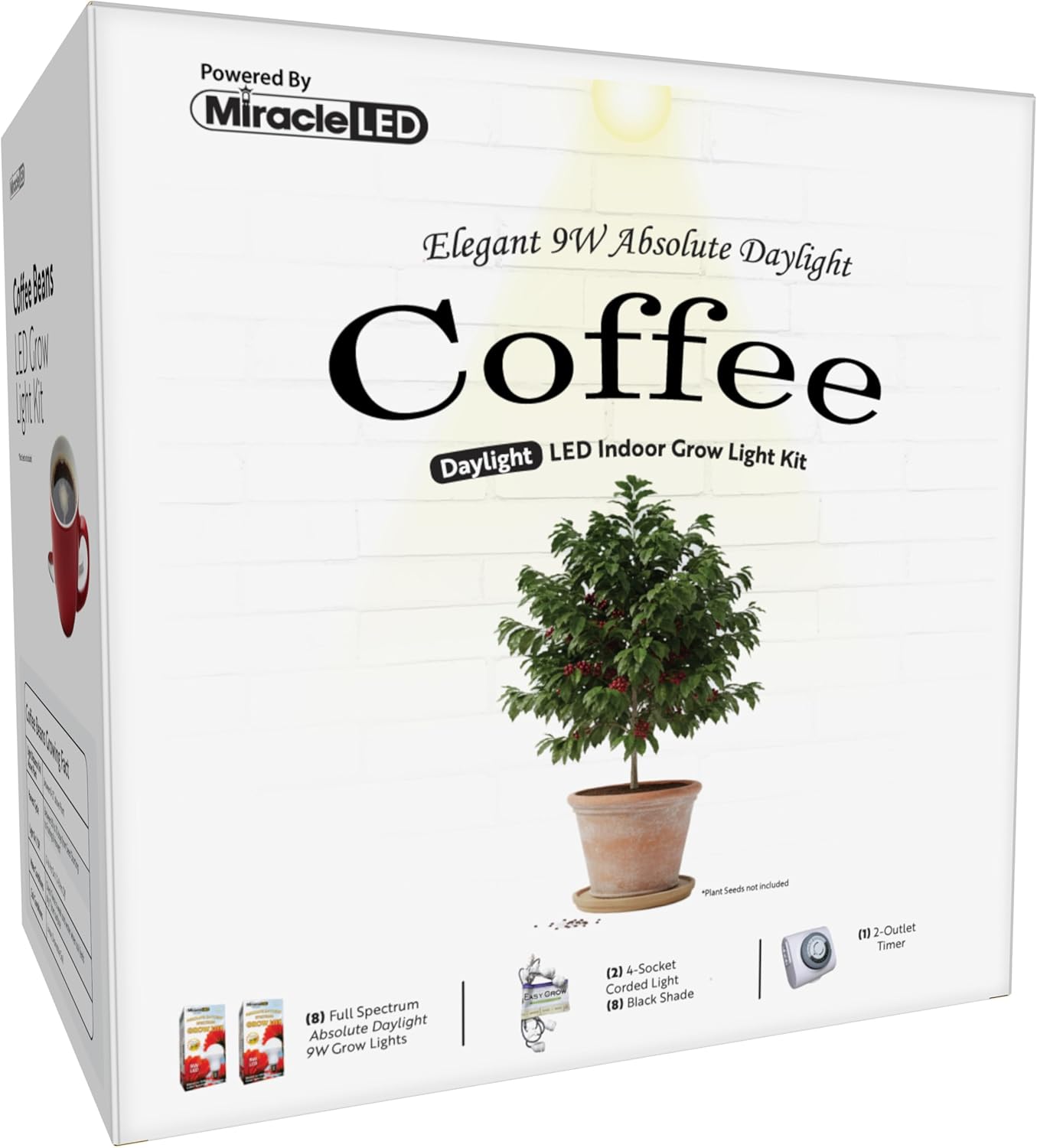 Miracle LED Elegant Coffee Starter Grow Light Kit 4-Socket Full Spectrum (2- Pack)