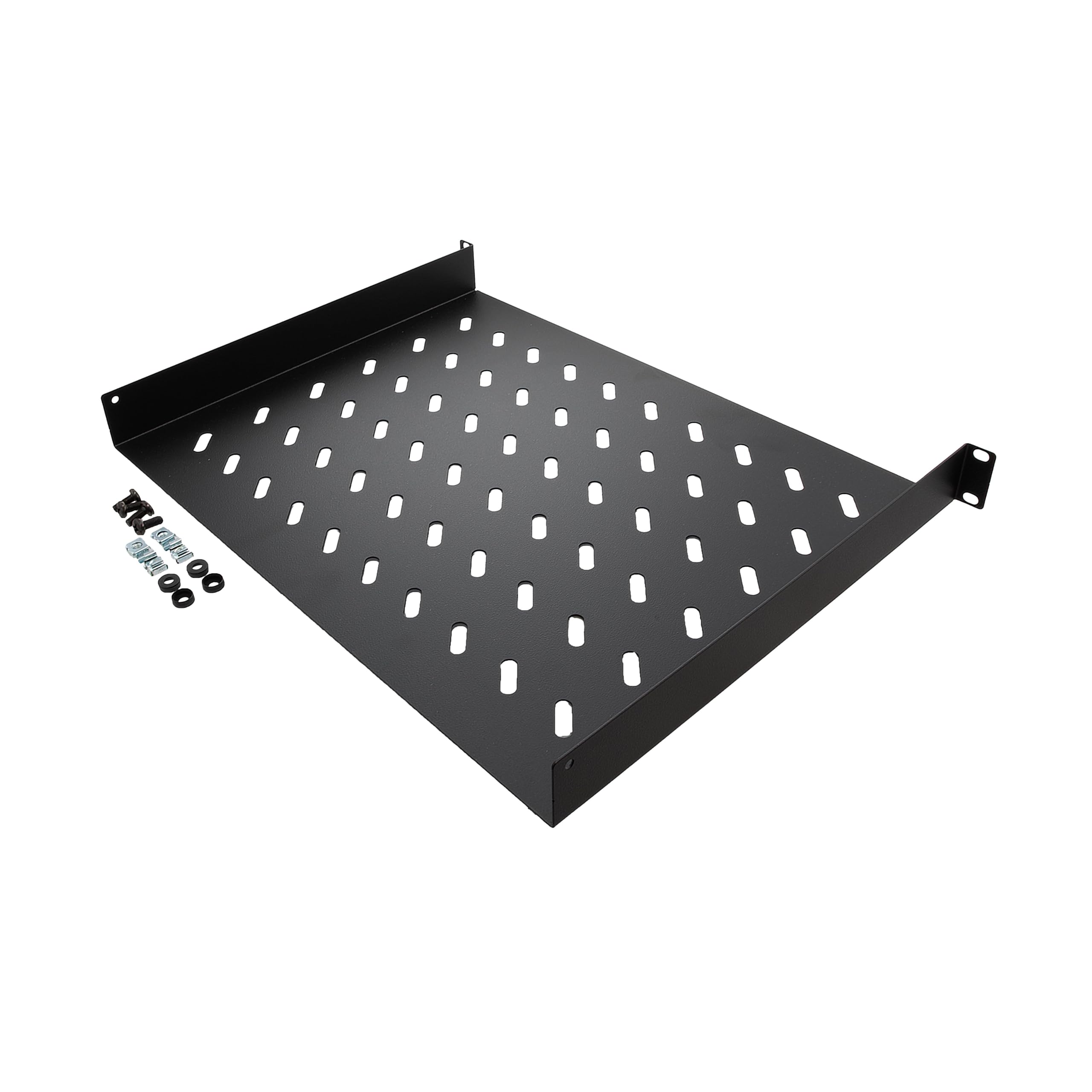 NavePoint 1U Rack Shelves - Black, Ventilated -1