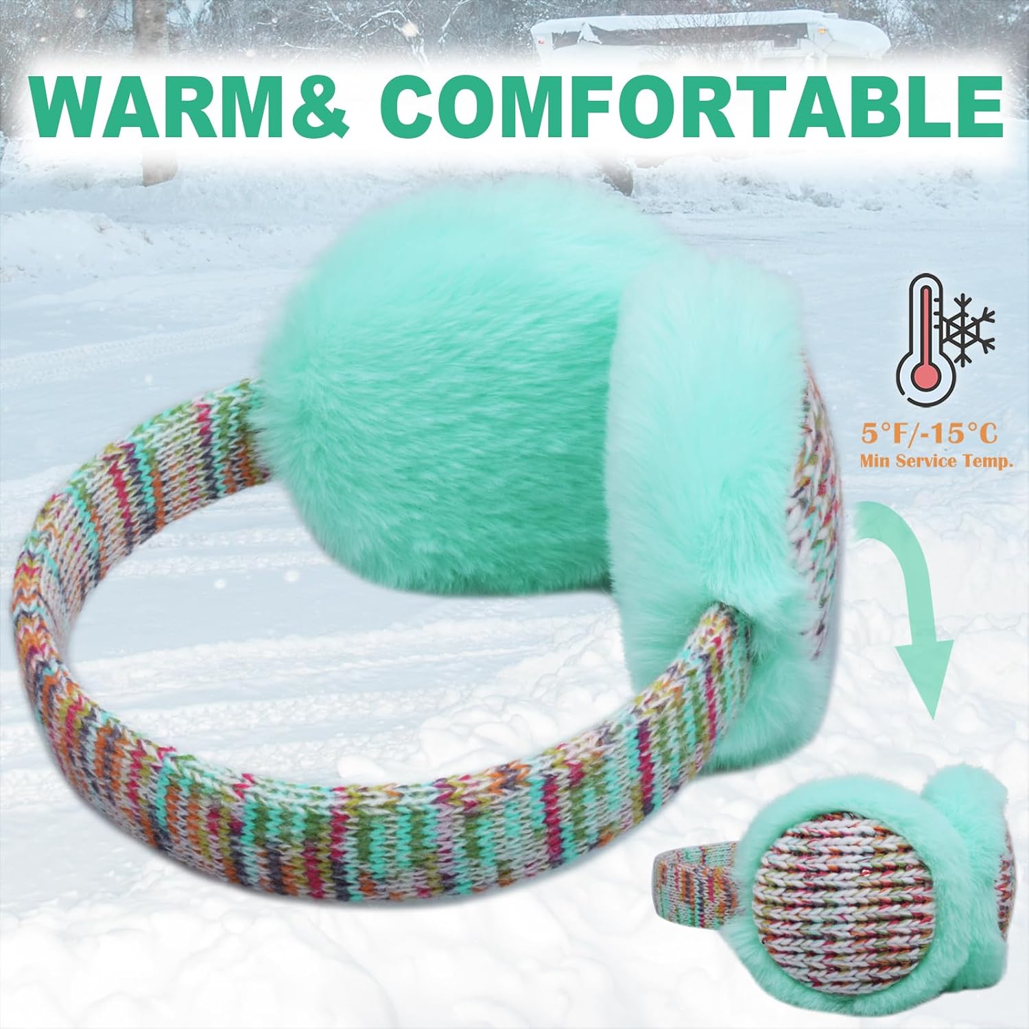 Ear Muffs Gloves Set for Kids, Winter Adjustable Sequins Warm Earmuffs for Kids Outdoor Cold Weather - Image 4