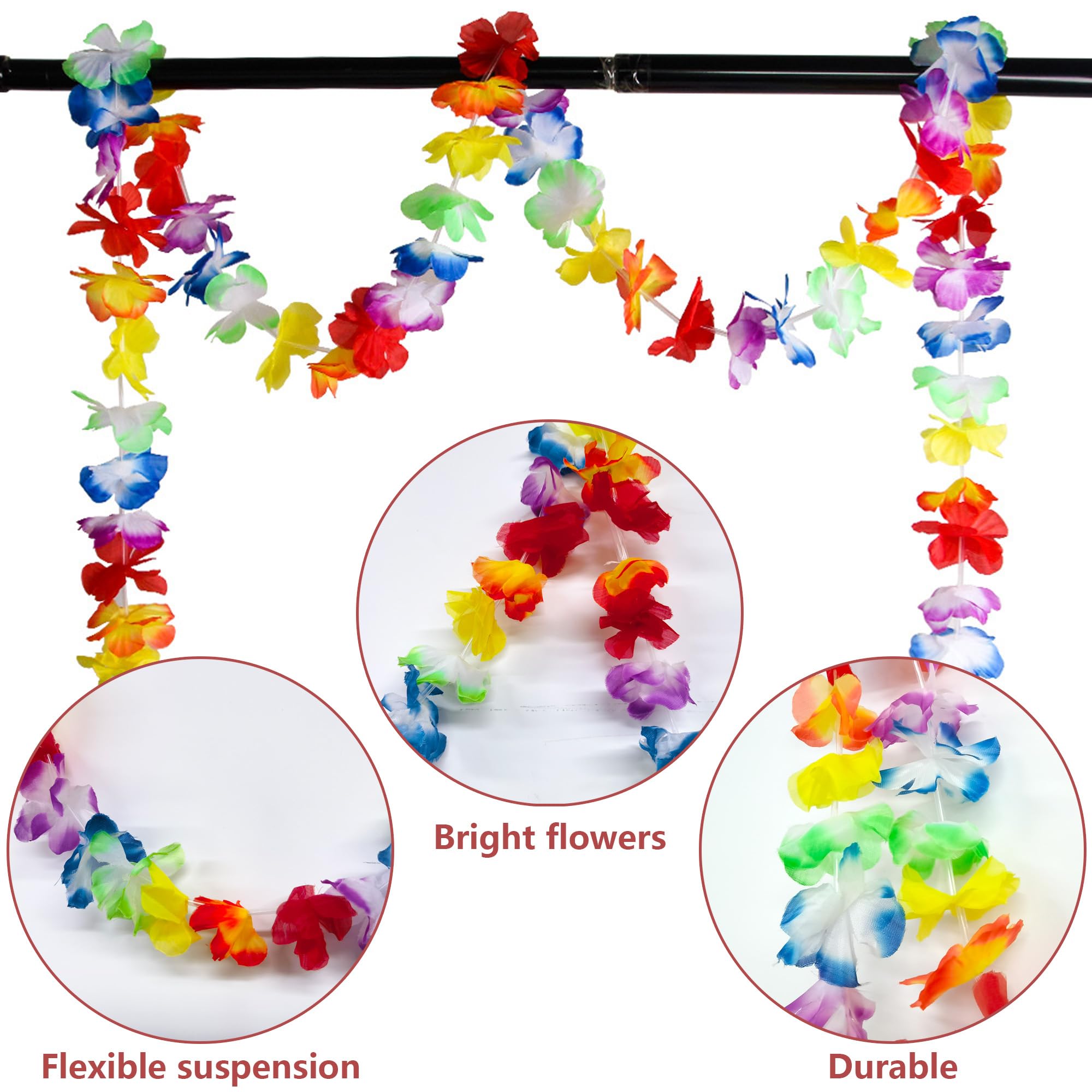 Douyif Hawaiian Garland Hawaiian Flower Garlands Garland Hawaiian Hibiscus Flowers Garland Floral Hanging Garland for Hawaian Luau Jungle Summer Tropical Tiki Aloha Parties (10 Meters) - Image 3