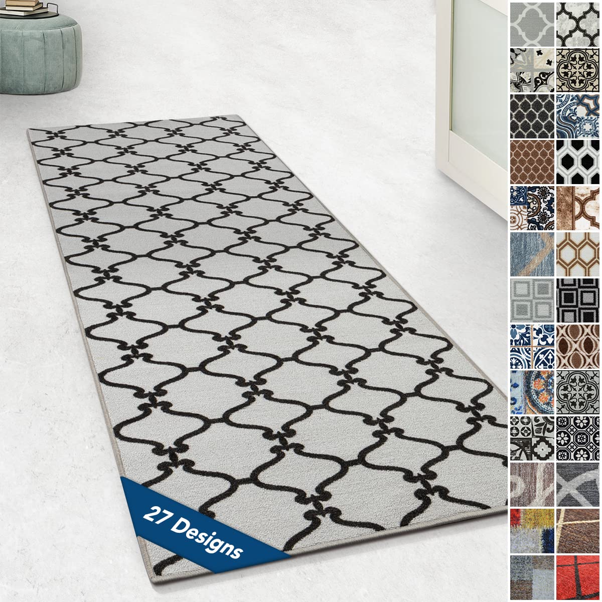 Design Carpet Runner Rug Floor Mat, Non Slip Runner Mat for Kitchen Hallway Living Room Bedroom Vintage Ornament Classic Modern Design (80 x 100 cm, Drogheda) — image 1