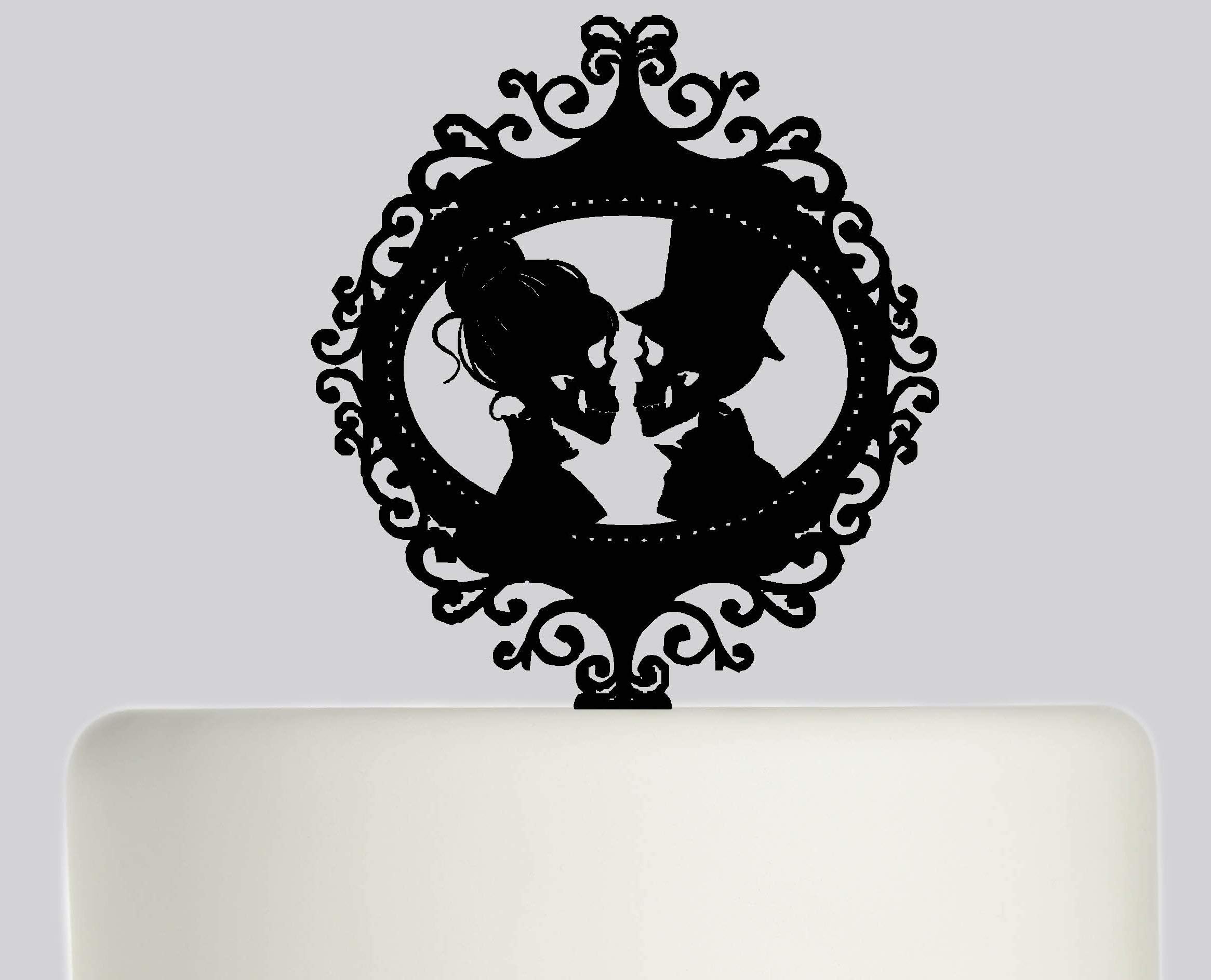 Unique Wedding Cake Topper Gothic Skull Bride Groom Wedding Topper Acrylic Cake Topper Mr and Mrs Cake Topper 645