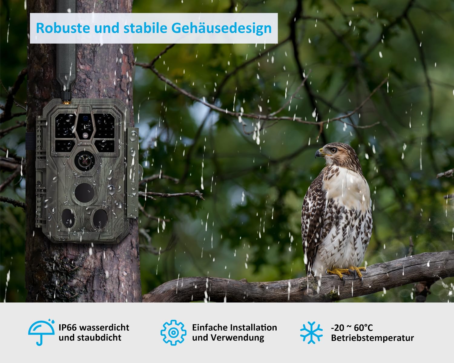 GardePro X50 4G LTE Wildkamera mit SIM-Karte und App, 48MP 1296P H.265 Video, No Glow Nachtsicht Bewegungsmelder, 4G Jagdkamera Wildtierkamera Handyübertragung, IP66 Fotofalle