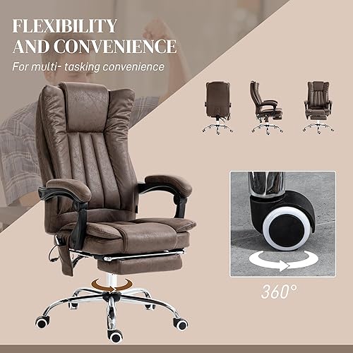 Miniatura 66 de Vinsetto Silla de oficina de masaje de vibración de 6 puntos, silla de computadora con respaldo alto con calor, altura ajustable, respaldo Azul