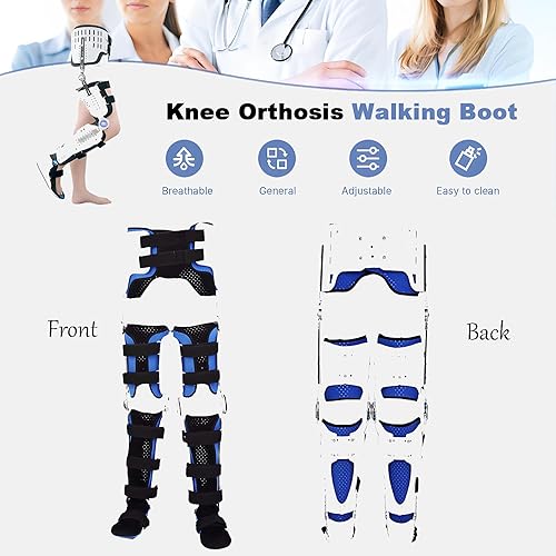 Miniatura 2 de Inmovilizador ortopédico de rodilla, soporte de pierna completa ajustable, soporte de ortesis de cadera, rodilla, tobillo y pie con botas para