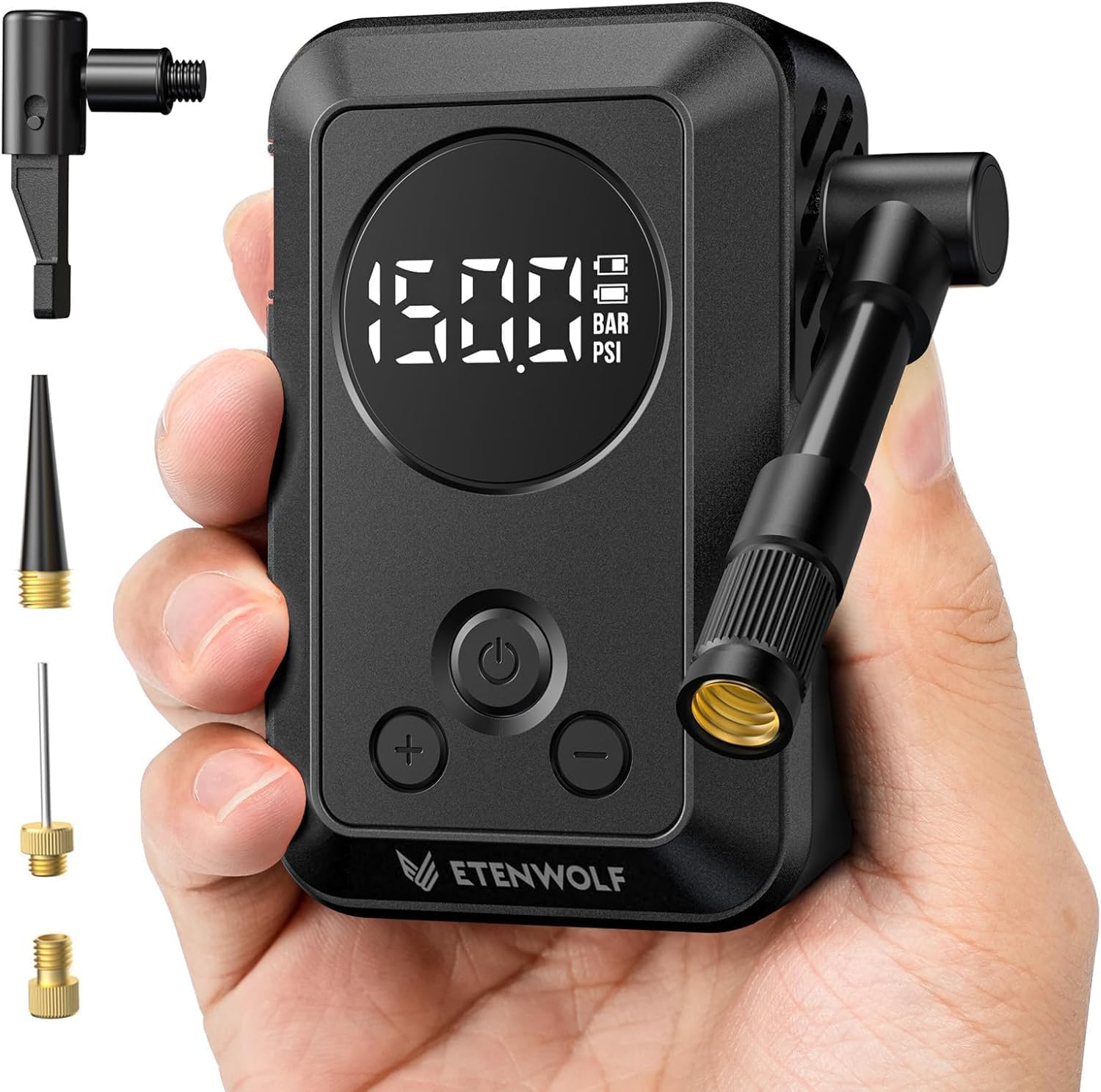 ETENWOLF Pompe à vélo électrique 10,34 Bar Portable avec valves Presta et Schrader