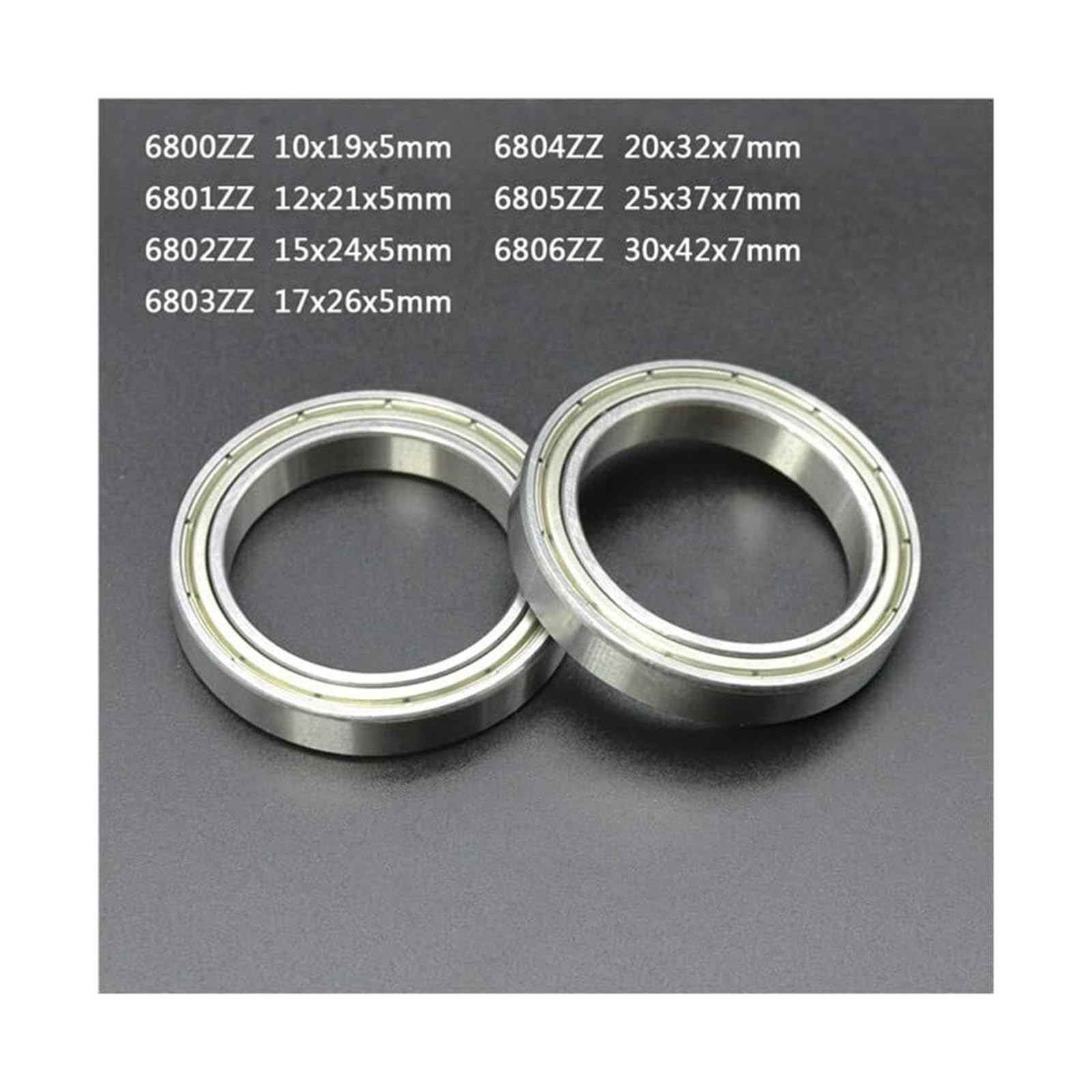 Rodamiento, 6800 6801 6802 6803 6804 6805 6806ZZ Rodamientos de bolas rodamiento sellados caucho blindados metal pared delgada(6806zz 30x42x7mm,5Pcs)