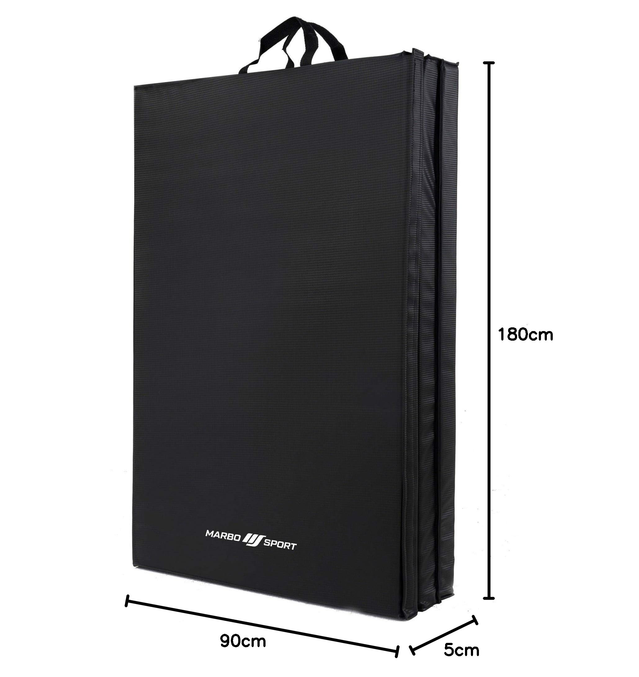 Marbo Sport Tappetino pieghevole stabile con chiusura a strappo 180 x 90 x 5 cm nero