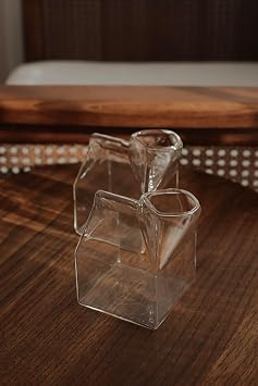 Glass Cup with Milk Box Design, 350 ml, Borosilicate Heat Resistant, Coffee Cup