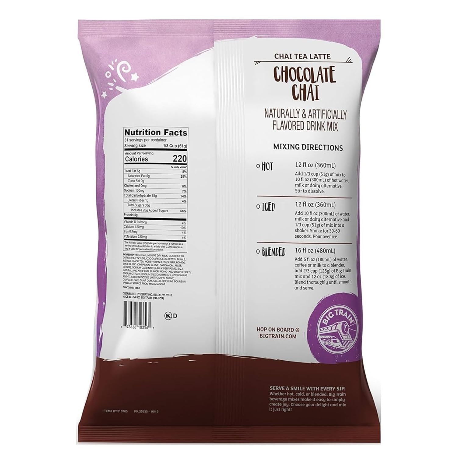 Big Train Chocolate Chai Tea Latte Beverage Mix, 3.5 Pound (Pack of 1)