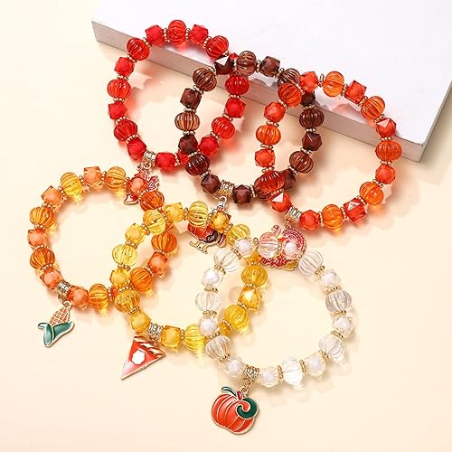 Miniatura 7 de Juego de pulseras de cuentas de Halloween, calabaza, araña, fantasma, encantos, pulseras elásticas para Halloween