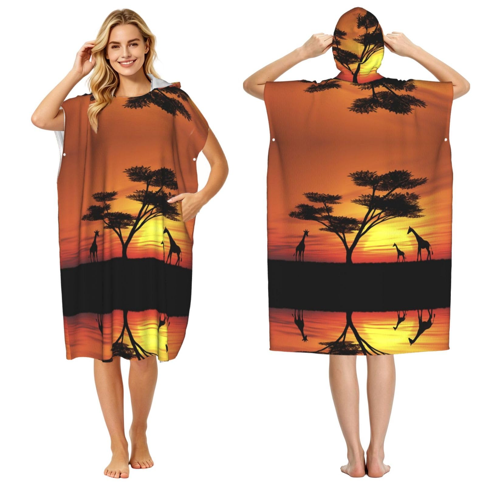 Poncho plage avec capuche peignoir à langer imprimé pour été et natation