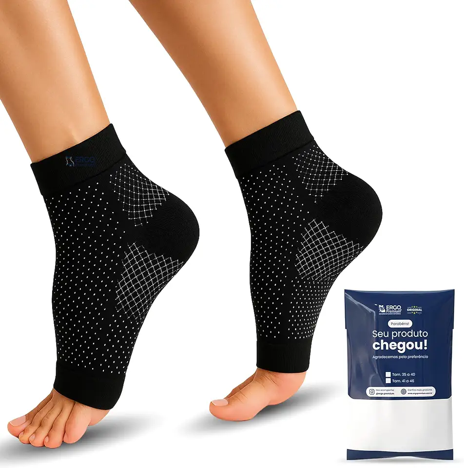 Meia Ortopédica de Compressão Sem Ponteira - Estabilizadora do Tornozelo - Tratamento para Torção, Dor no Pé e Pernas -Ideal para Varizes, Fadiga e Má Circulação (41-46)