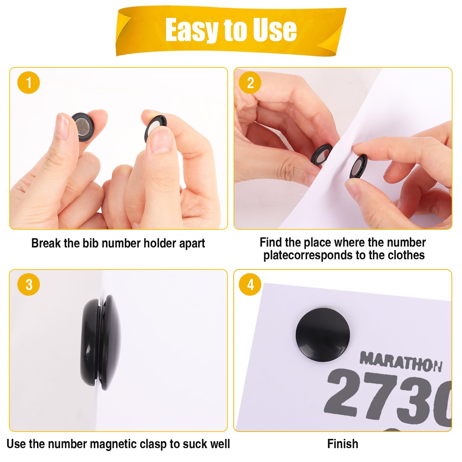 Clip Magnetiche Per Numeri Di Partenza - 16 Pezzi Per Maratona E Sport