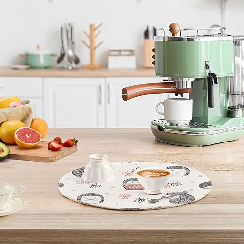 Miniatura 6 de 3 Pcs Round Trivet Cute Watercolor Hedgehogs for Hot Dishes 15in Cotton Thread Weave Heat Resistant Pad Holder for Cooking Pot Plate Holder