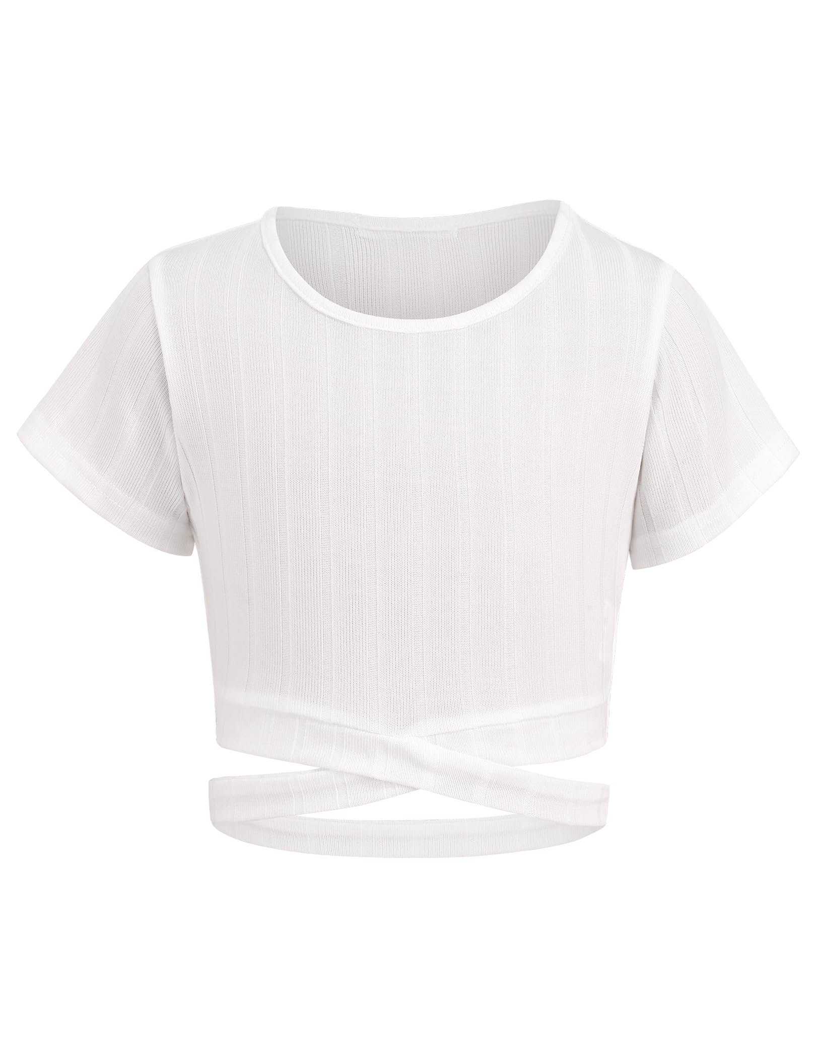 Arshiner Niñas Camisetas Cintura Expuesta Manga Corta Niños Verano Color Sólido Elegante Moda T- Shirt Casual Cuello Redondo Shirt para Niña 8-15 Años
