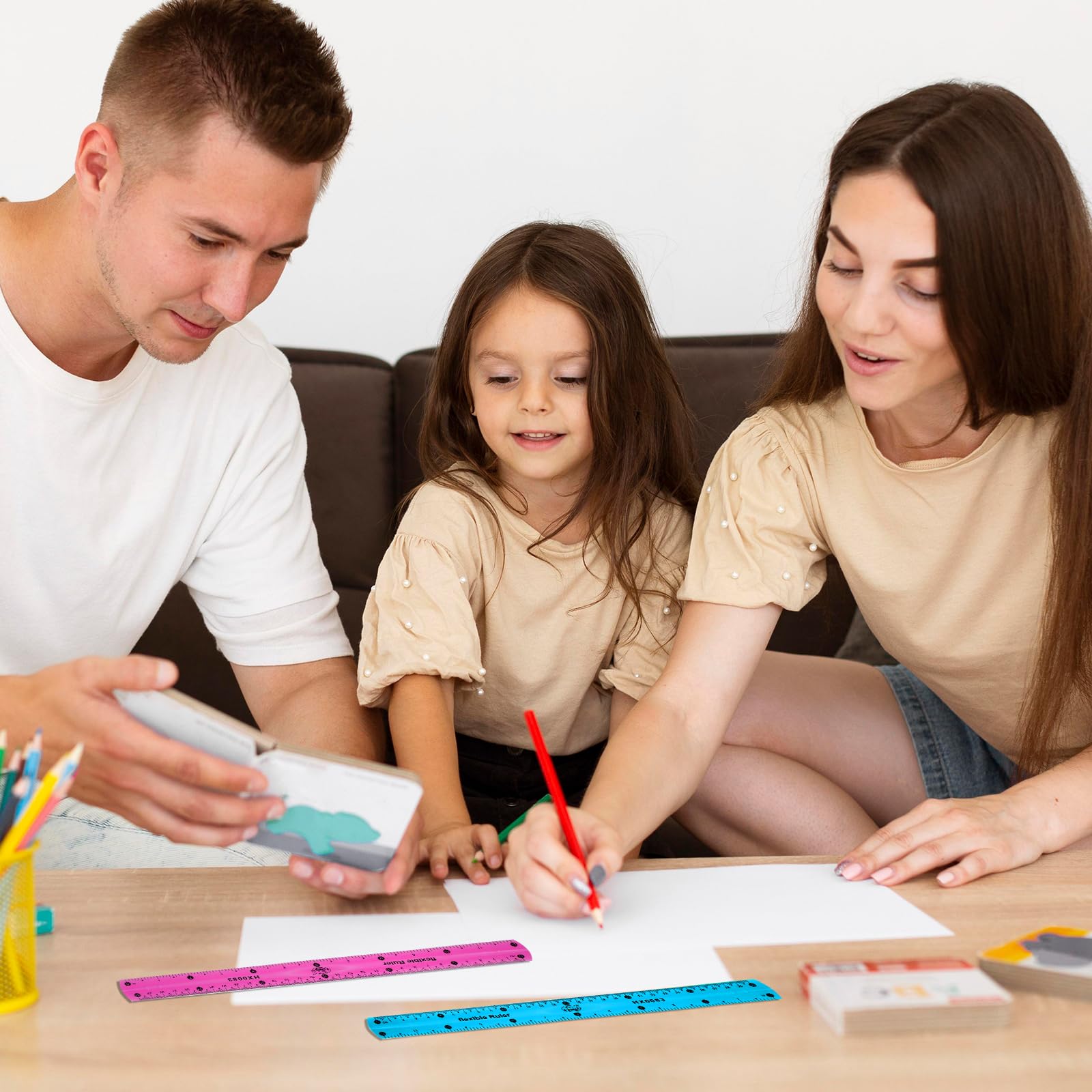 Vin Beauty 2 Pcs Flexible Ruler 30cm/12in Bendable Scale Ruler Plastic Clear Straight Edge Ruler Soft Shatterproof Ruler for Kids Students School Classroom Adults Office Stationary (Pink, Blue) - Image 8