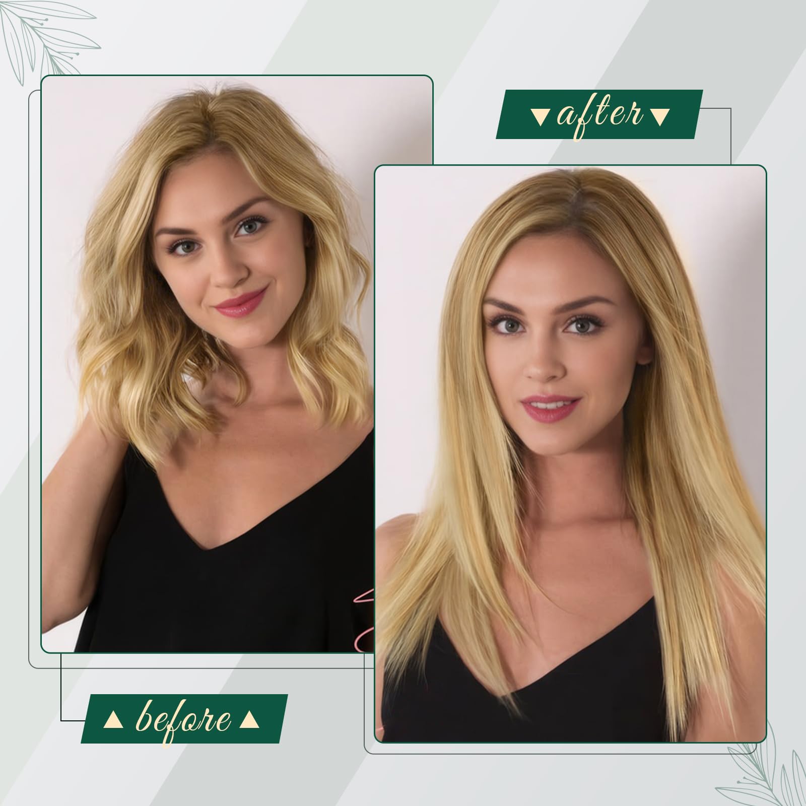 RUNATURE Weft Hair Extensions Real Human Hair Blonde Sew in Extensions Human Hair Ash Blonde Highlighted with Golden Blonde Double Weft Hair 100G/Pack 16 inch #P16/24 - Image 2
