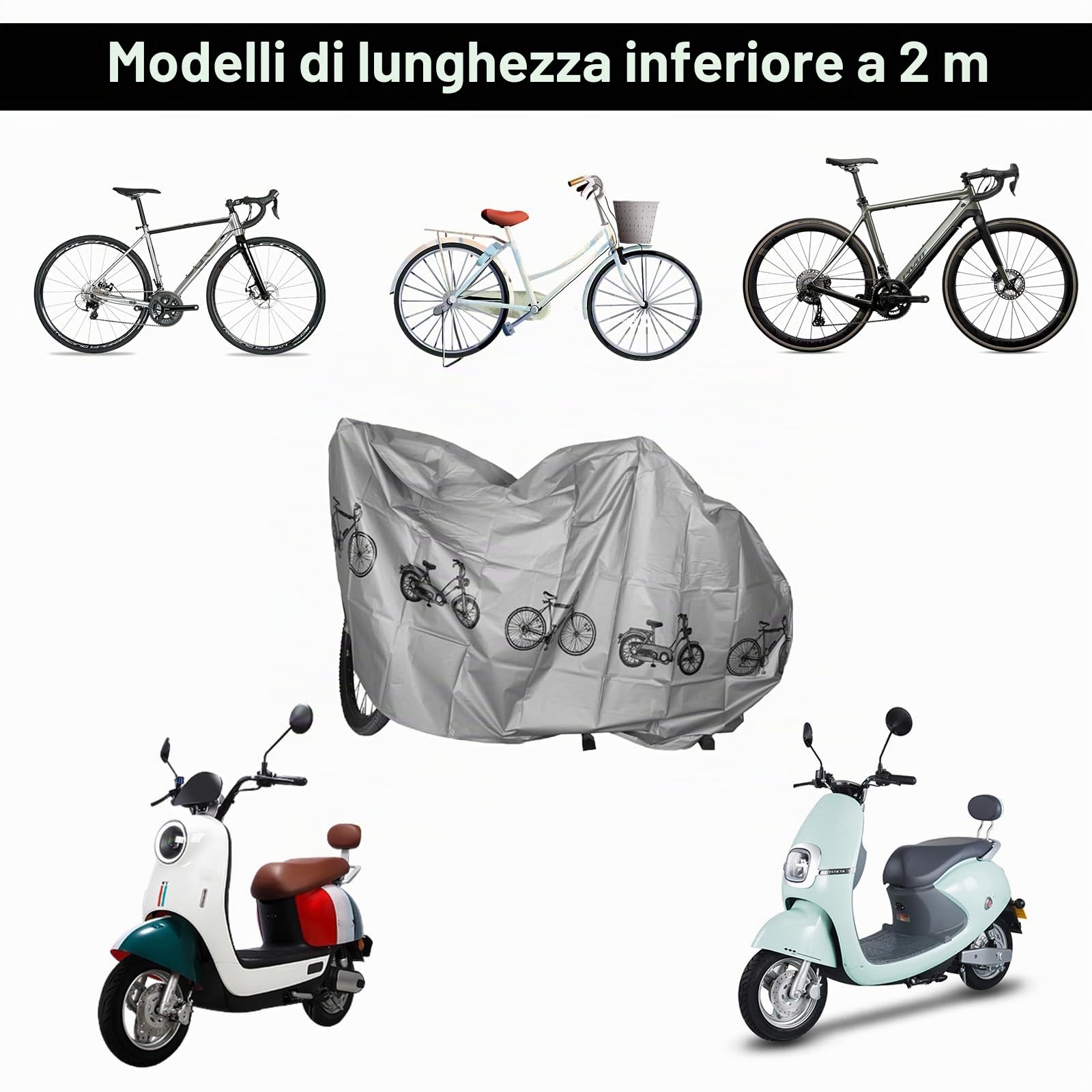 2 Pezzi Telo Copri Bicicletta da Esterno UV Impermeabile Copri Bicicletta da Esterno, Copribicicletta Esterno Impermeabile, Telo Bicicletta da Esterno, Copri Scooter da Esterno Telo Copribici