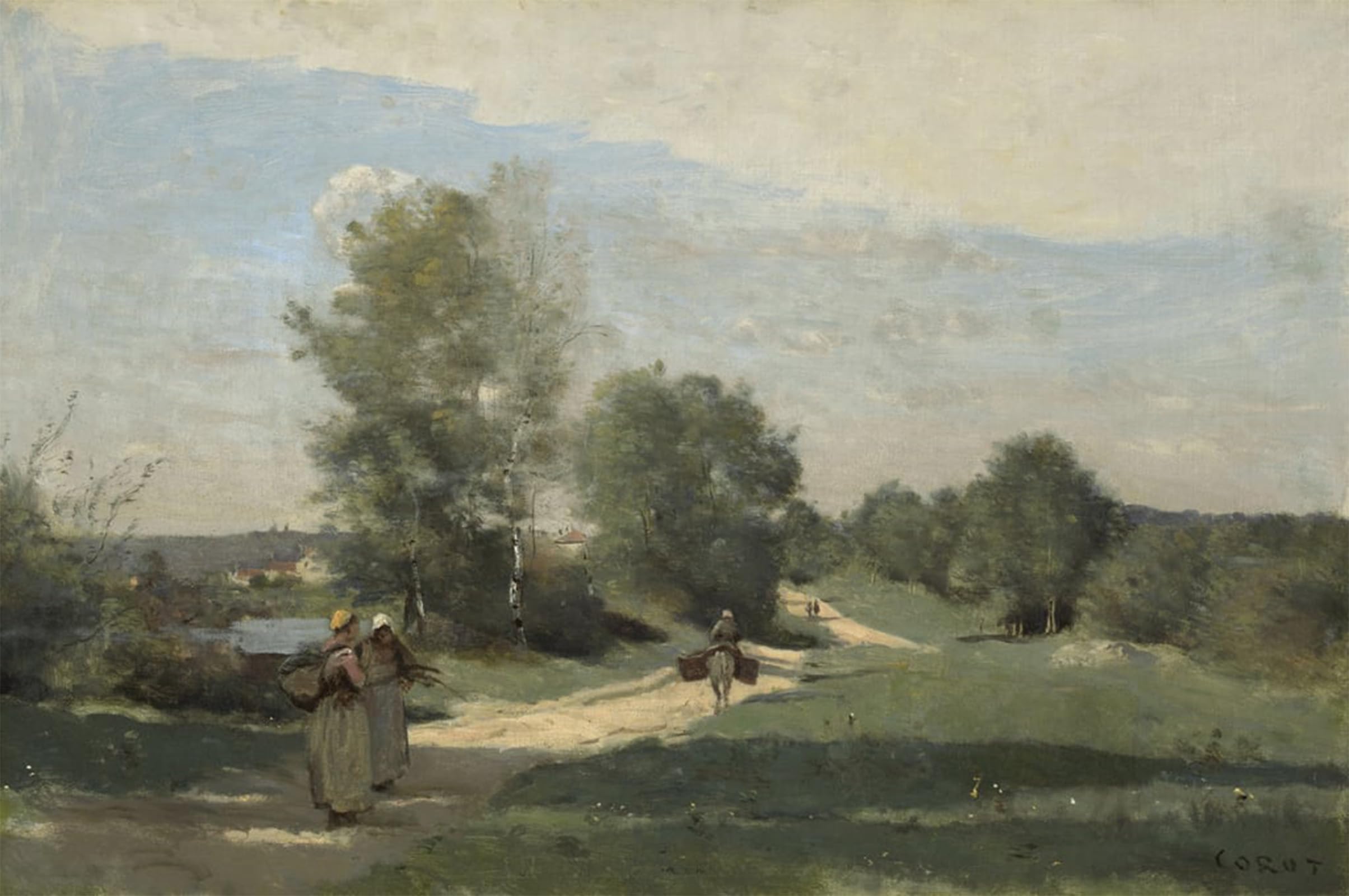 ARTXLXXBN Famous Painting Art Wall Decor Abstract Art Picture Road by Jean Baptiste Camille Corot Animal Pictures for Home Decor 60x90cm