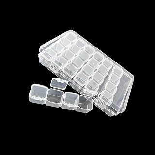 28 Grids Diamond Painting Storage Containers, Clear Plastic Bead Organizer Box with Lids, Mini Movable Clear Empty Storage Boxes for DIY Crafts, Art Supplies, Beads and Accessories