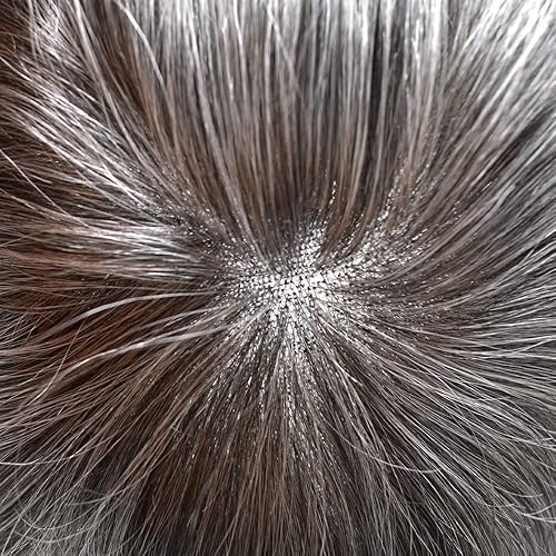 Miniatura 7 de Pieza de pelo tipo tupé para hombres, encaje suizo suave, cabello humano real, tupé para hombres, unidades de cabello con nudo blanqueado, sistema