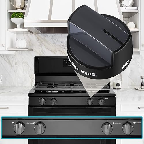 Miniatura 4 de W10339442 - Pomos para estufa de gas, pomos de control de quemador de superficie de cocina, repuesto negro, compatible con cocina de gas,
