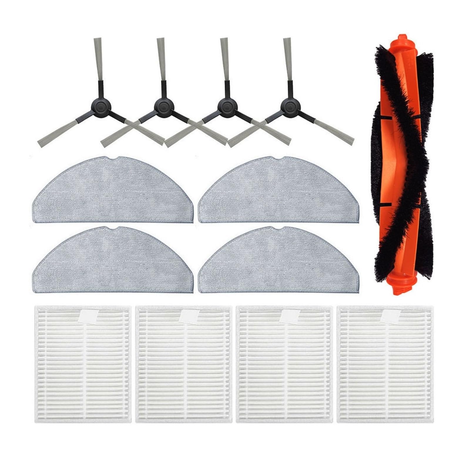 HIZON Robot Vacuum，Compatible For Xiaomi ，S20/D106 Main Brush Cover Hepa Filter Mop Cloth Side Brush Mop Holder Dust Box(SET8)