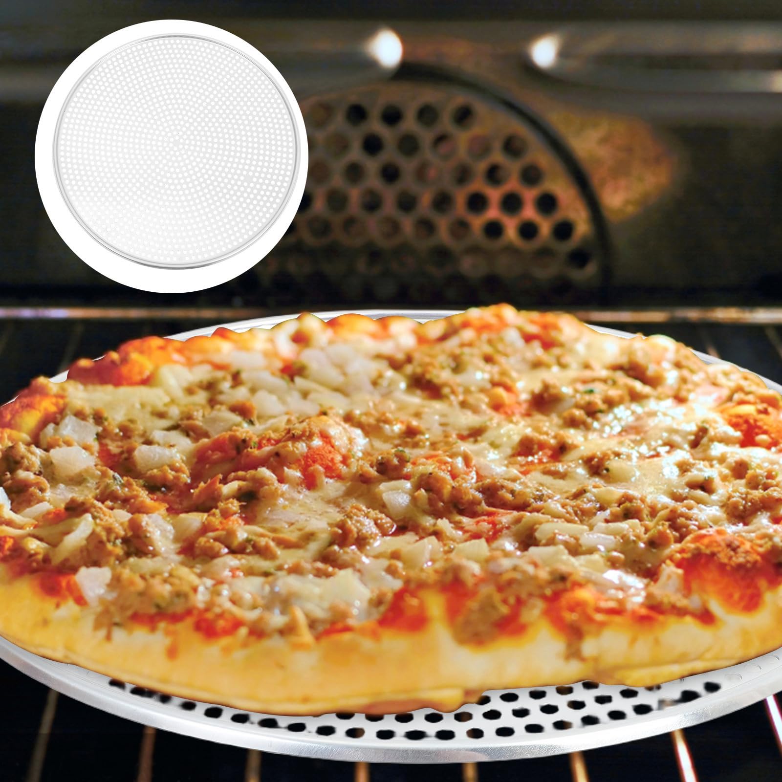 Rundes Pizzablech aus Aluminium mit Löchern für Wärmeableitung und Einfache Reinigung Multifunktionales Backblech für Zuhause und Westliche Restaurants