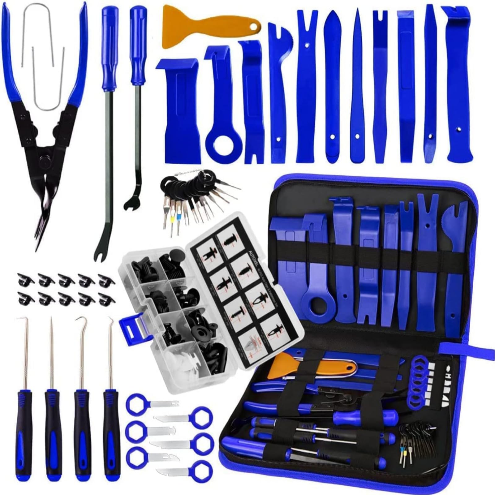 Trim Removal Tool 88 Pcs, Fastener Remover car tool kit, Automotive Interior Plastic Pry Kit, Radio Auto Clip Pliers Removal Tool Kit