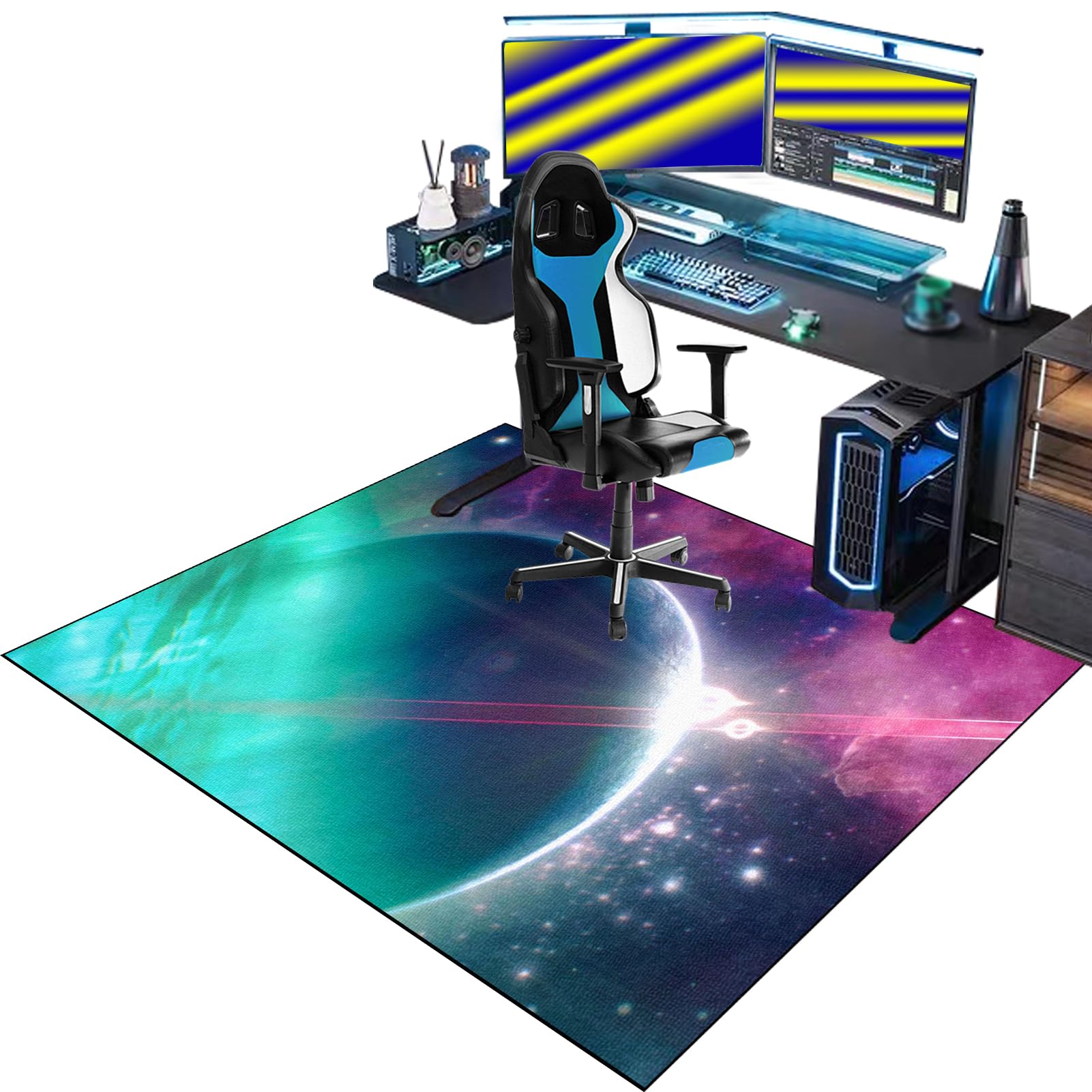 Gaming Chair Mat for Carpet, Rolling Chair Mat, Heavy Duty Office Chair Mats for Carpeted and Hardwood Floor Carpet Protector Chair Mat for Home and Office 180 x 200 cm Floor Mat for Office Chair