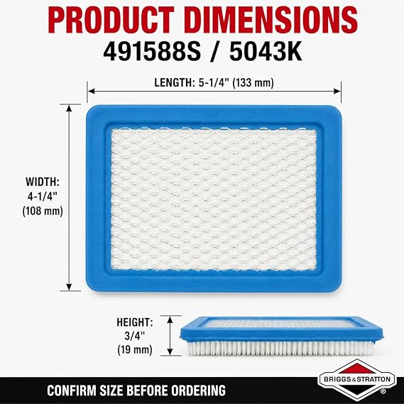 Briggs & Stratton 491588S Genuine Flat Air Filter